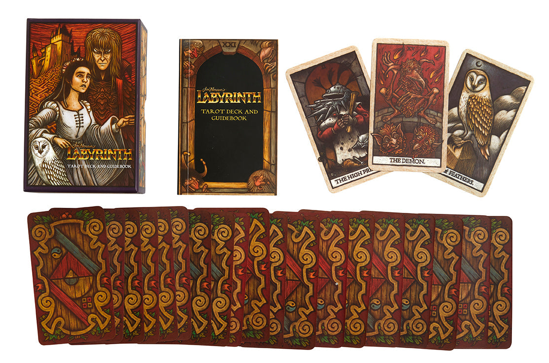 Labyrinth Tarot Deck packaging with tarot cards displayed