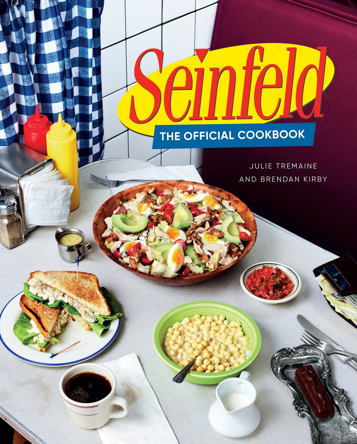 Seinfeld cookbook cover with food and kitchen setting