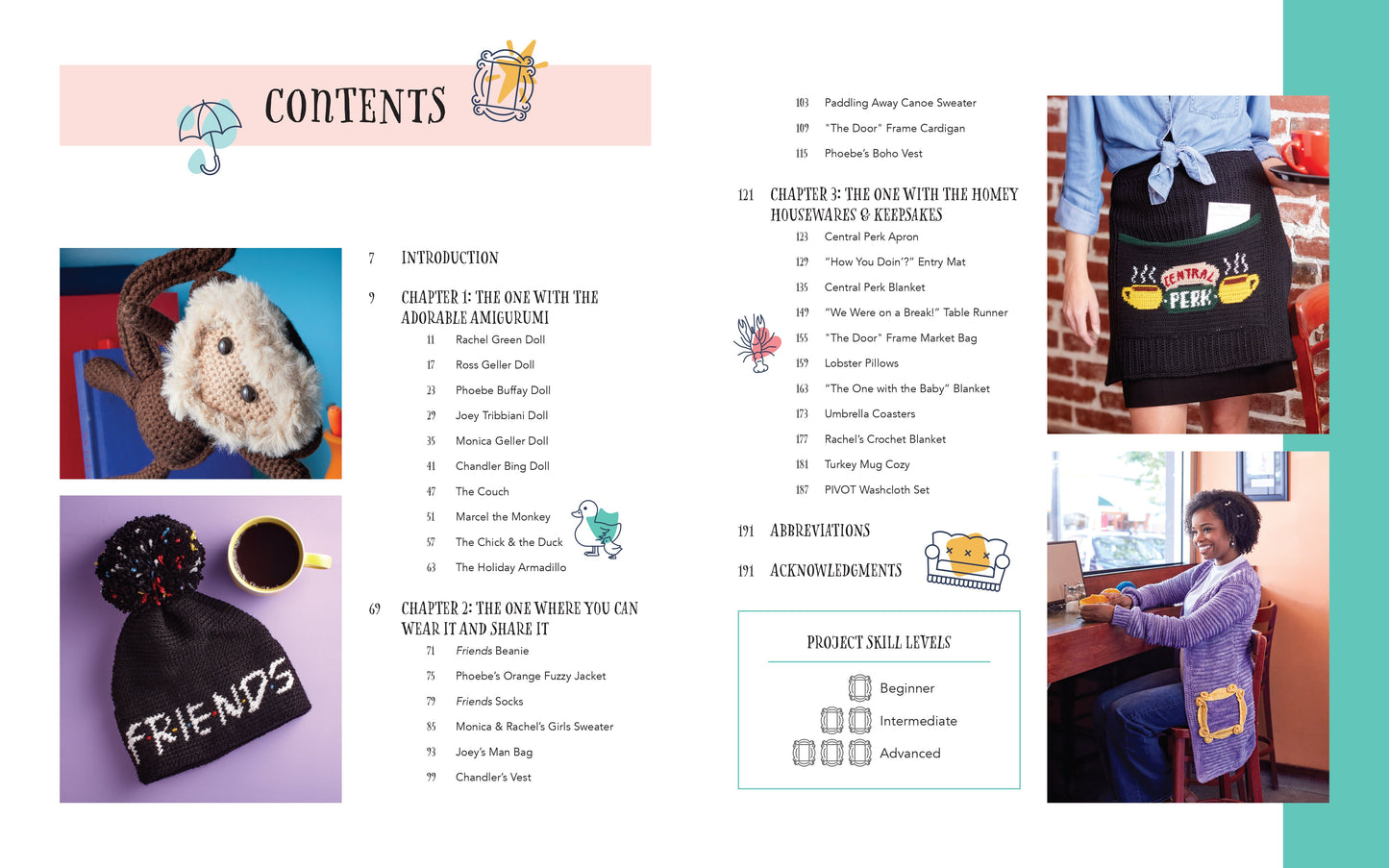 Table of contents for a 'Friends' themed product line with images and text.