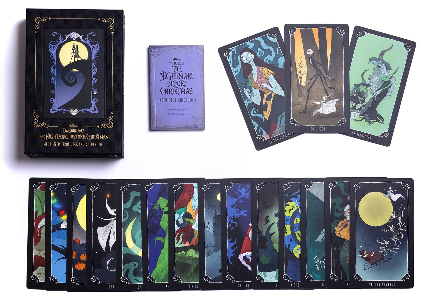Set of 'The Nightmare Before Christmas' tarot cards with packaging on a white background