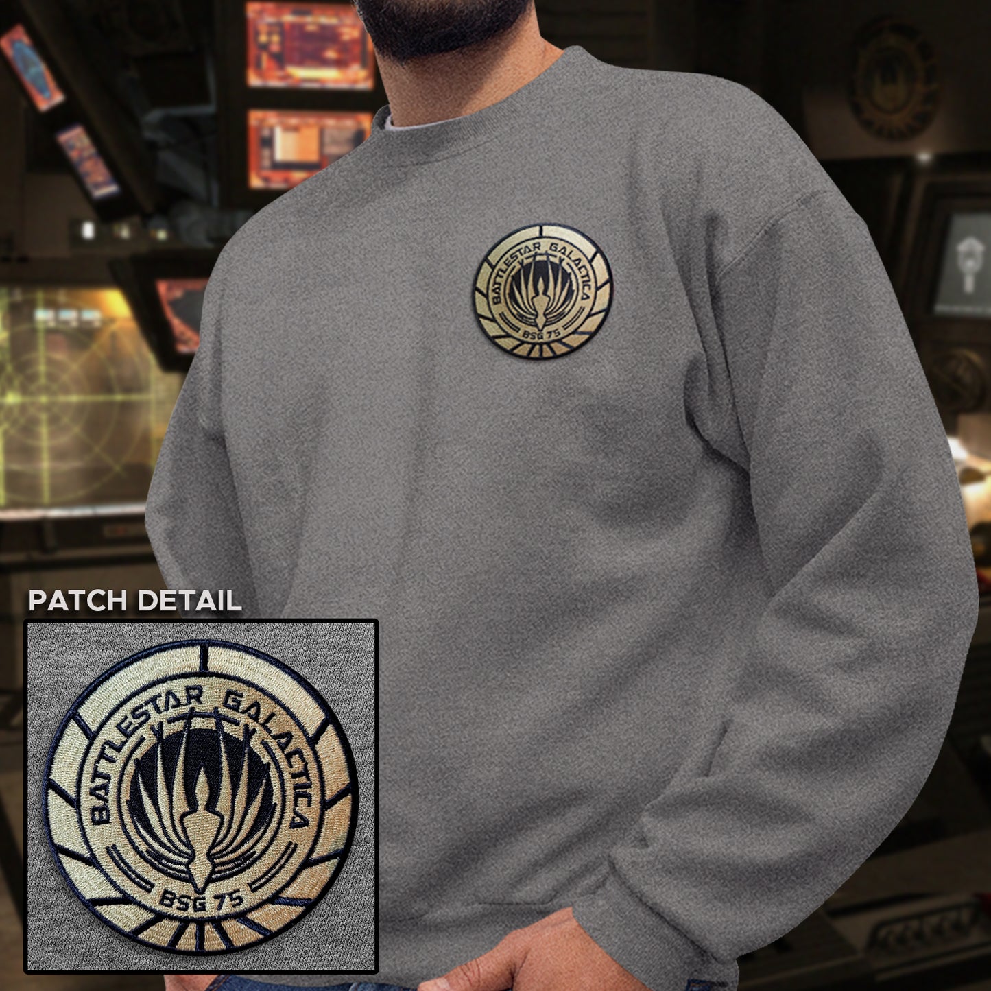 Katee Sackhoff’s BSG Patch Unisex Sweatshirts | Battlestar Galactica