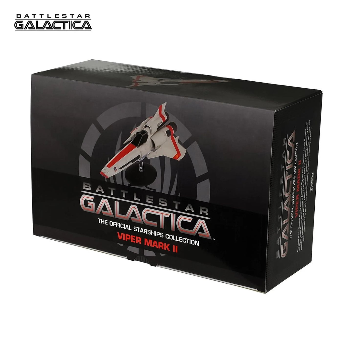 A boxed scale replica of Starbuck's Viper MKII from the reimagined Battlestar Galactica series