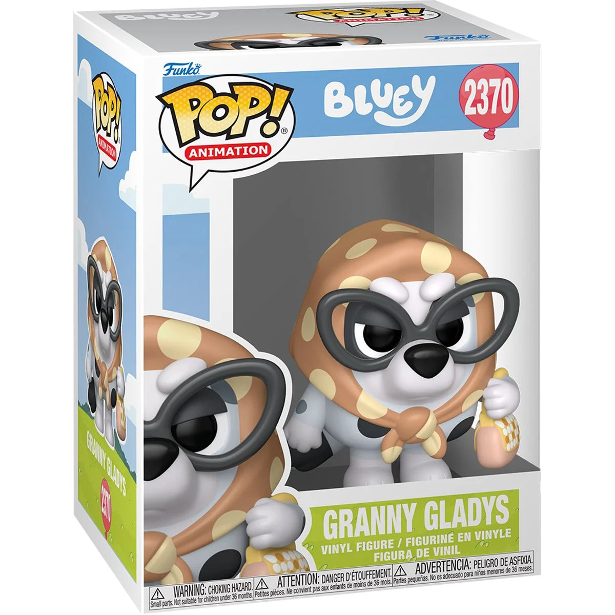 Funko Pop! vinyl figure in cardboard package, depicting Granny Gladys from Bluey