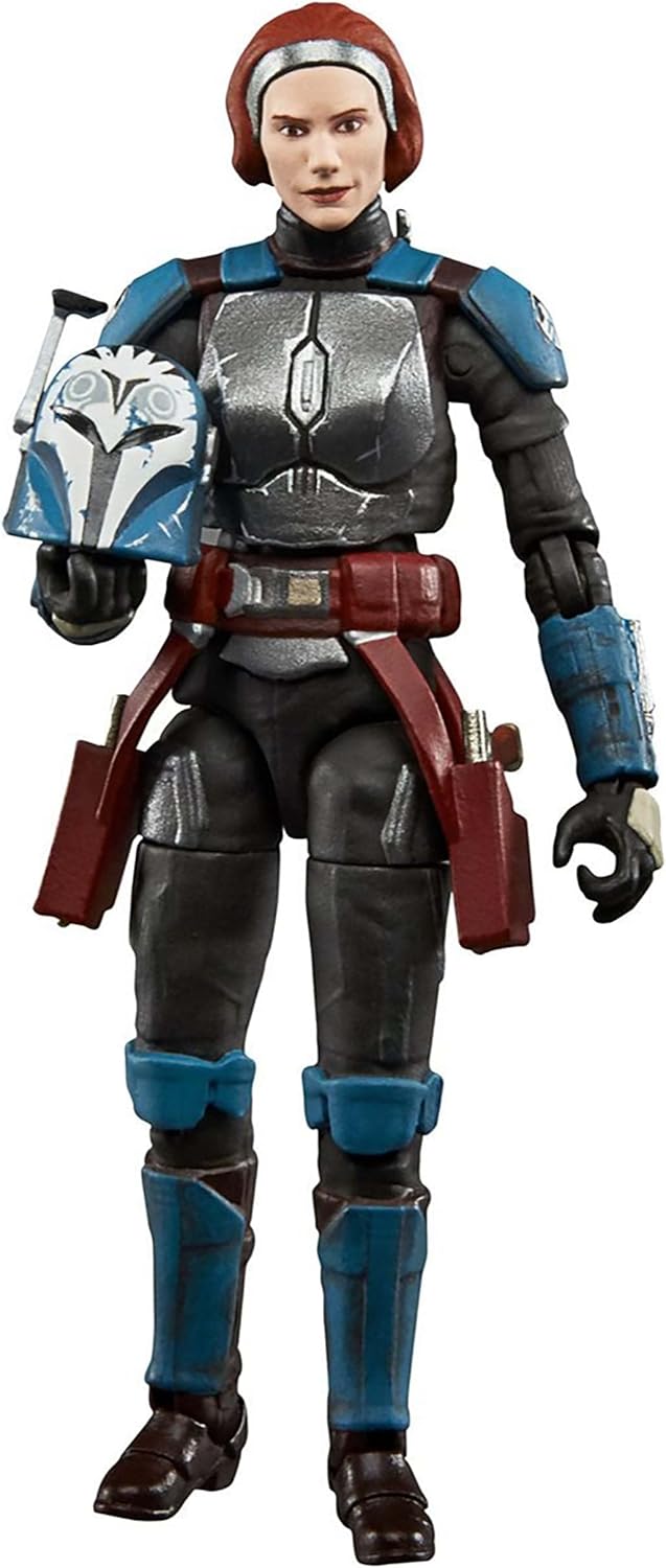 A plastic action figure depicting the character Bo-Katan Kryze from The Mandalorian, against a white background.