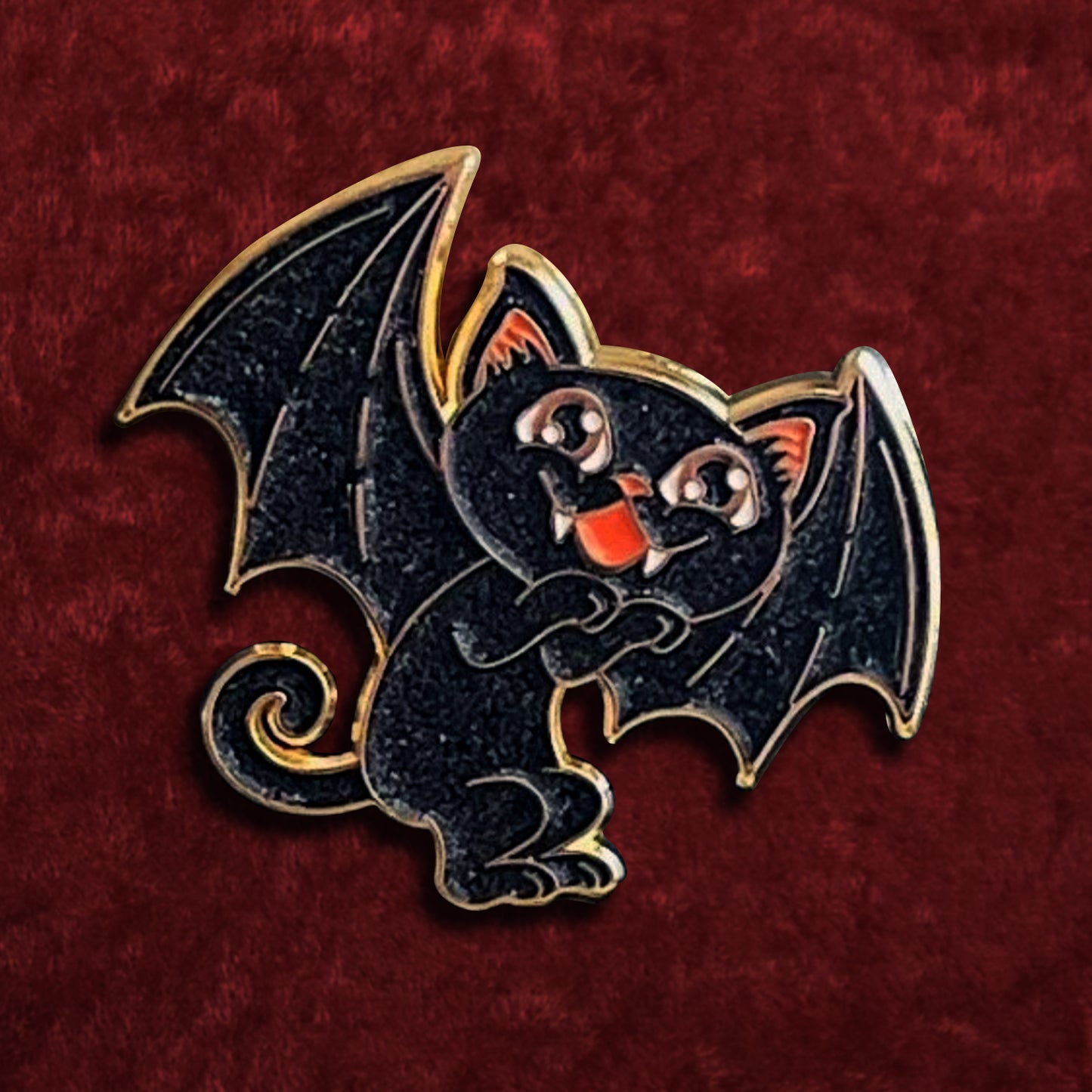 Cat Bat Takes Flight Soft Enamel Pin | Kitchy Delish