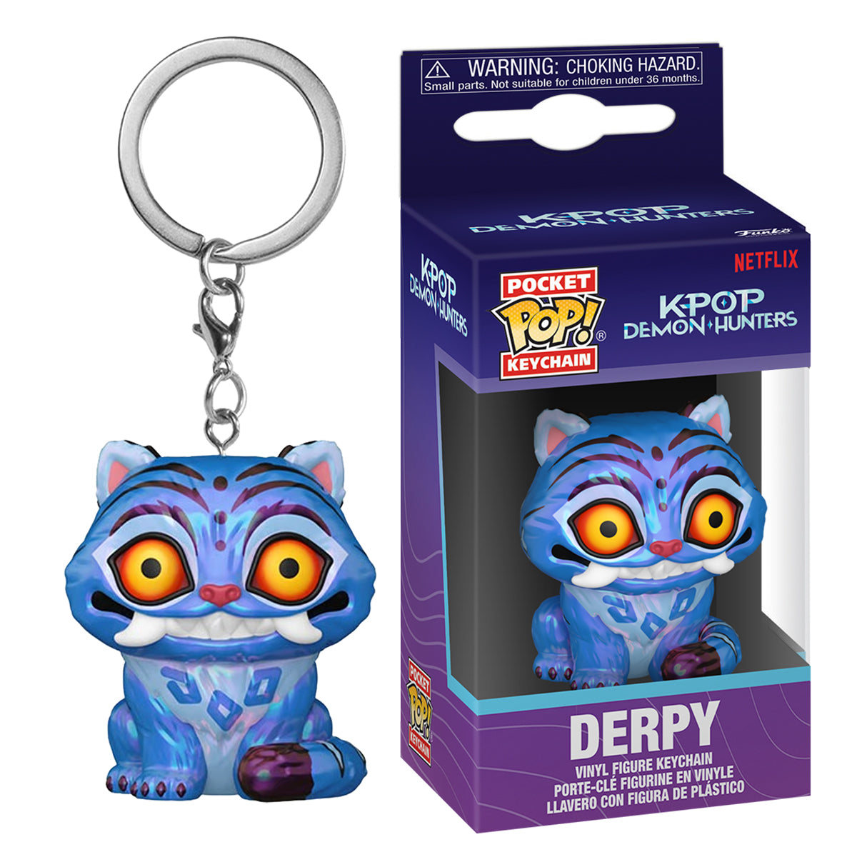 A keychain depicting Derpy from KPop Demon Hunters