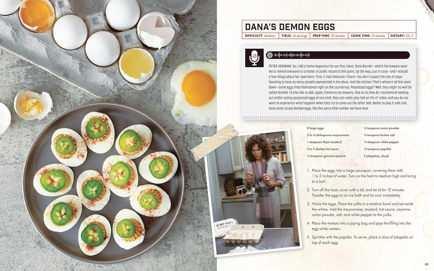 A two-page spread from the book featuring one of the included recipes.