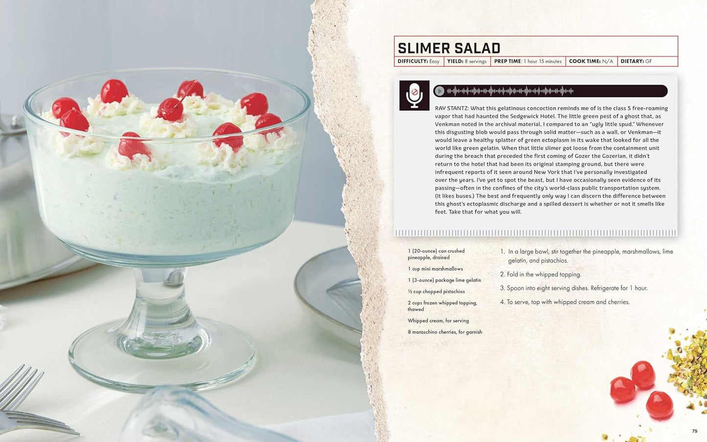 A two-page spread from the book featuring one of the included recipes.