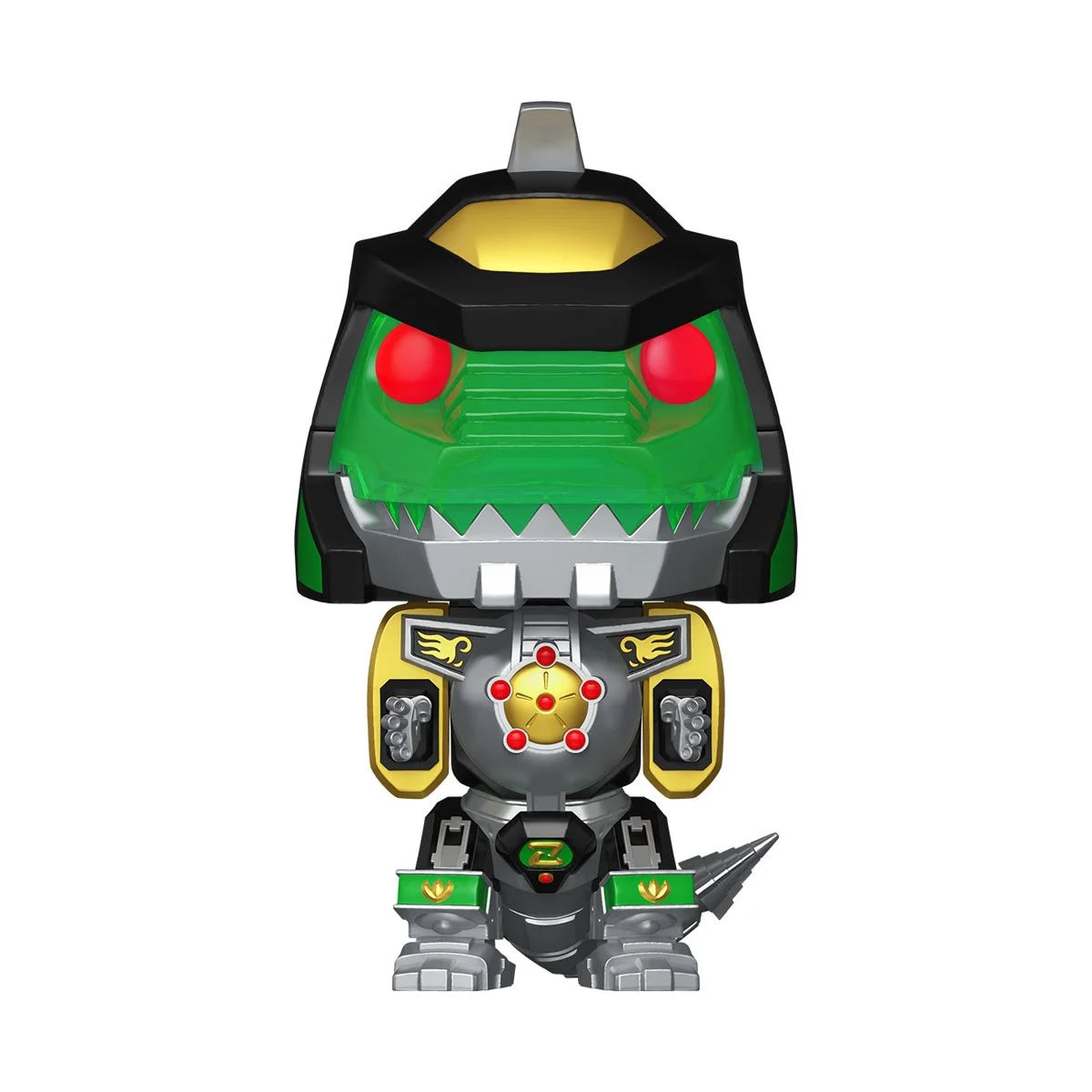 A green Dragonzord figure from Mighty Morphin Power Rangers