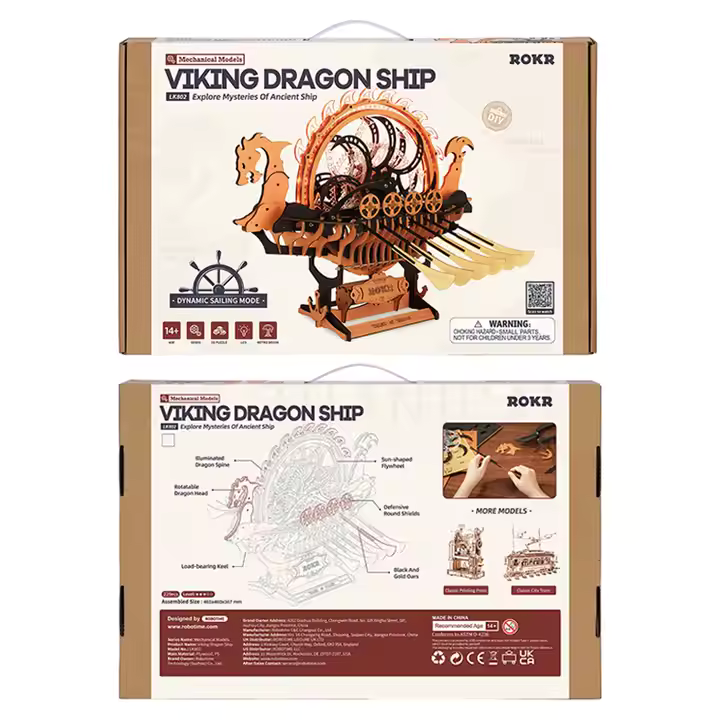 A picture of the exterior packaging for the Viking Dragon Ship model.