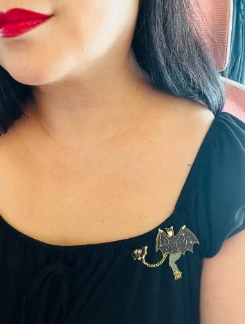 Bat Lady and Her Wingman Glittery Enamel Pin | Kitchy Delish
