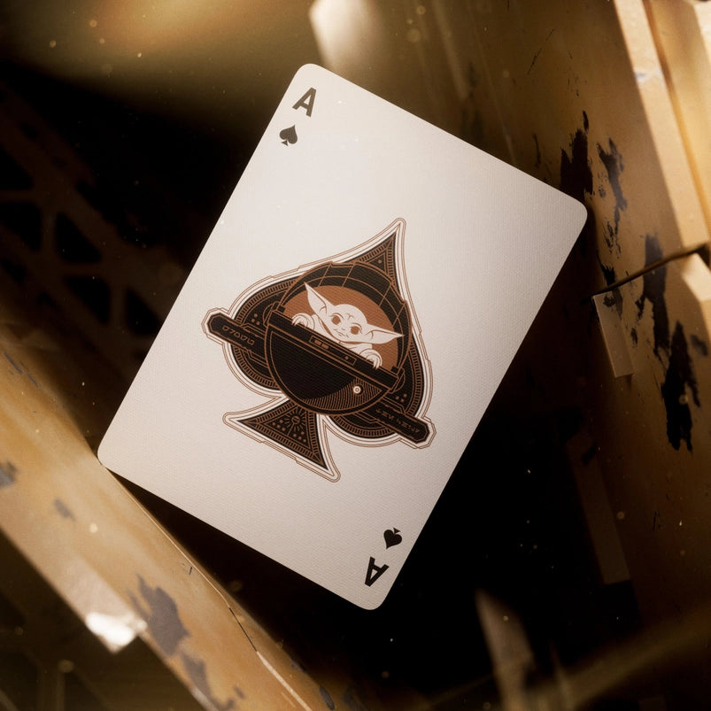 An Ace of Spaced playing card. In the center is a depiction of Grogu.