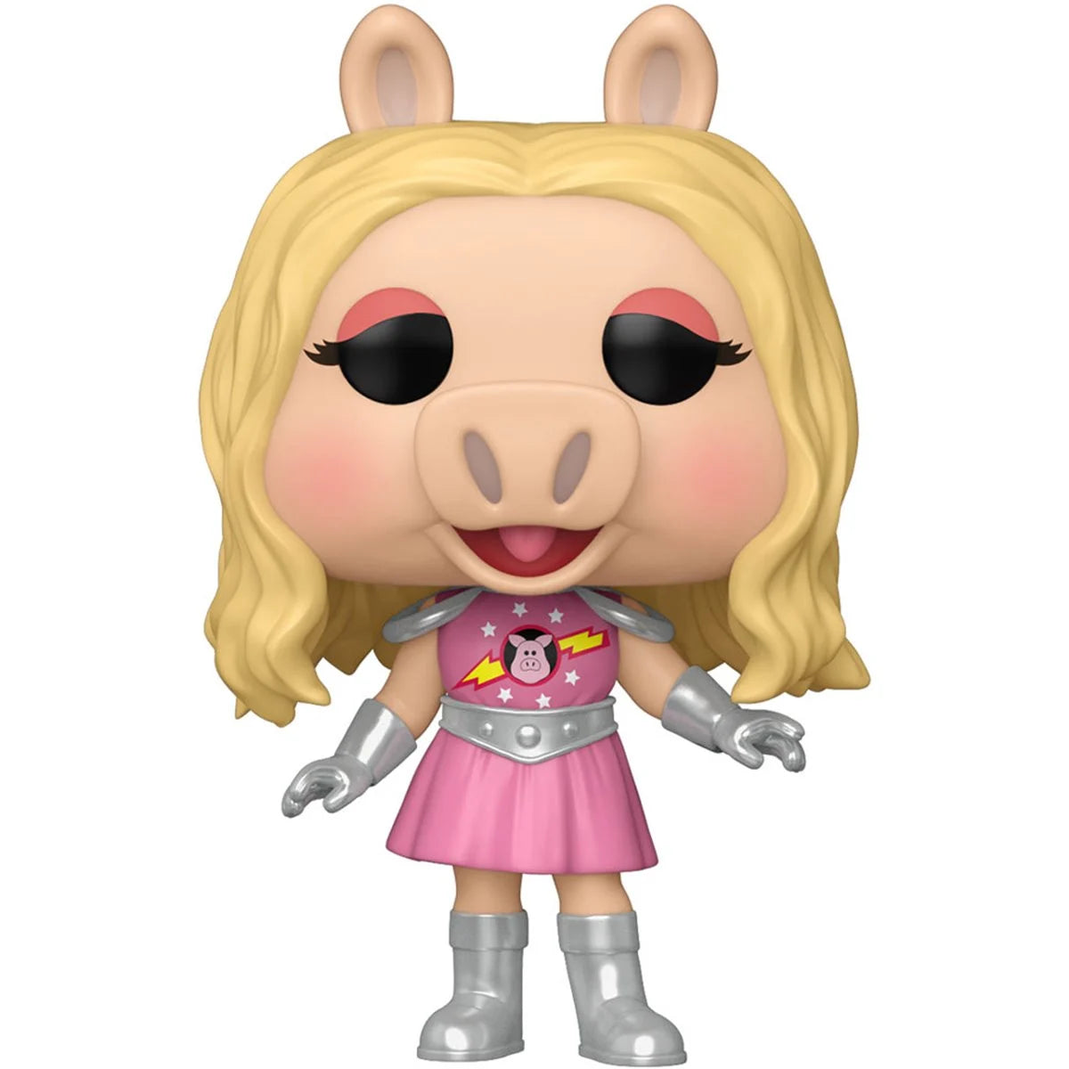 A bobblehead figure depicting Miss Piggy in her pink Pigs In Space costume, against a white background.