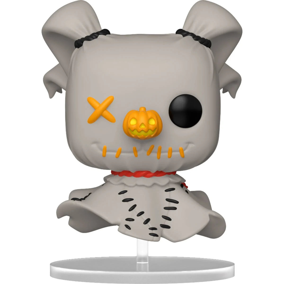A Funko Pop! figure depicting Zero from The Nightmare Before Christmas. Zero is stitched together from mismatched pieces of fabric.
