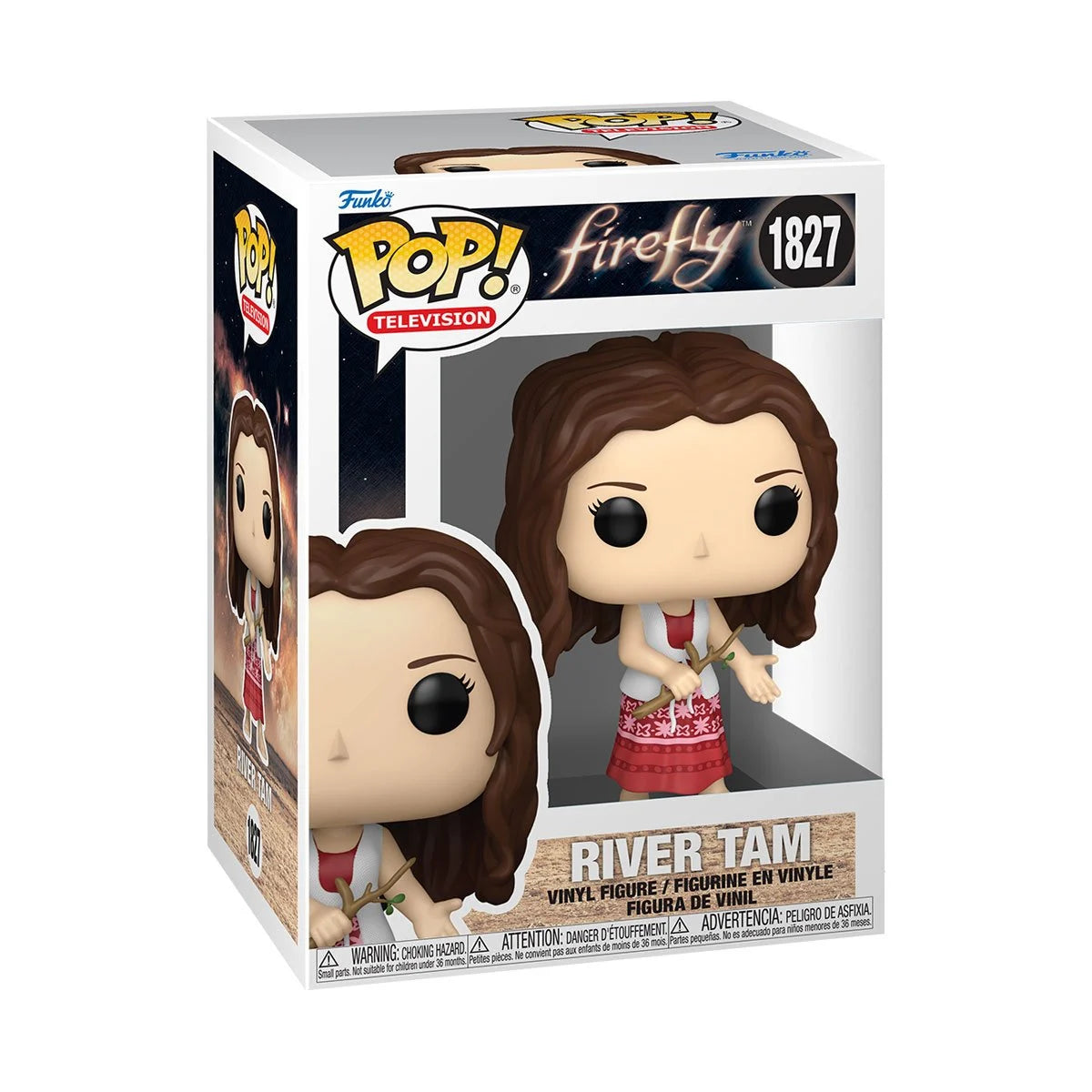 A boxed vinyl Funko Pop figure depicting the character River Tam from the TV series "Firefly."