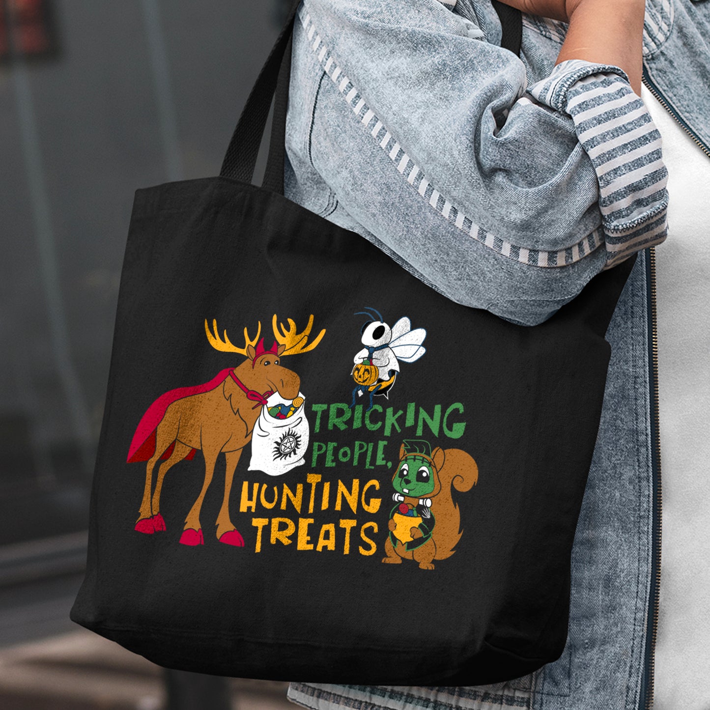 SPN "Tricking People, Hunting Treats" Tote Bag | Supernatural