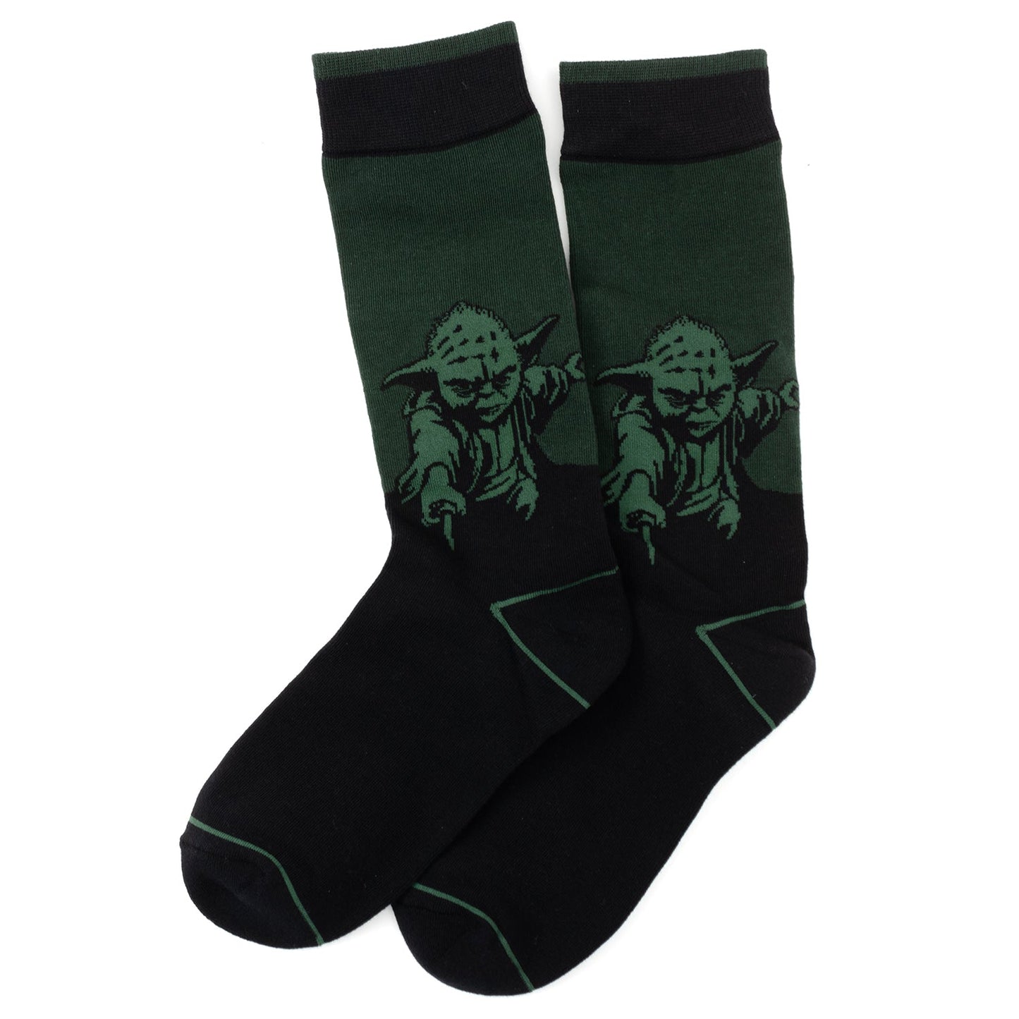 Black and green socks featuring Yoda