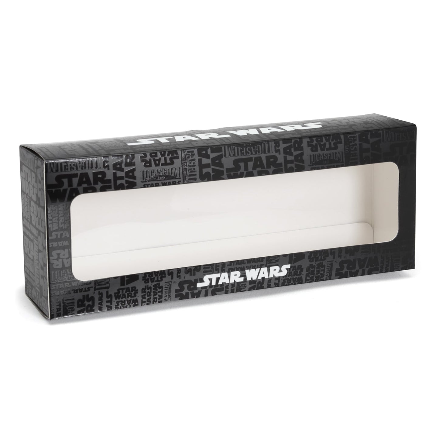 Star Wars branded packaging box with clear window on a white background
