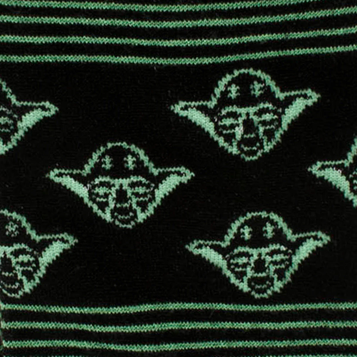 Black sock with green Yoda pattern