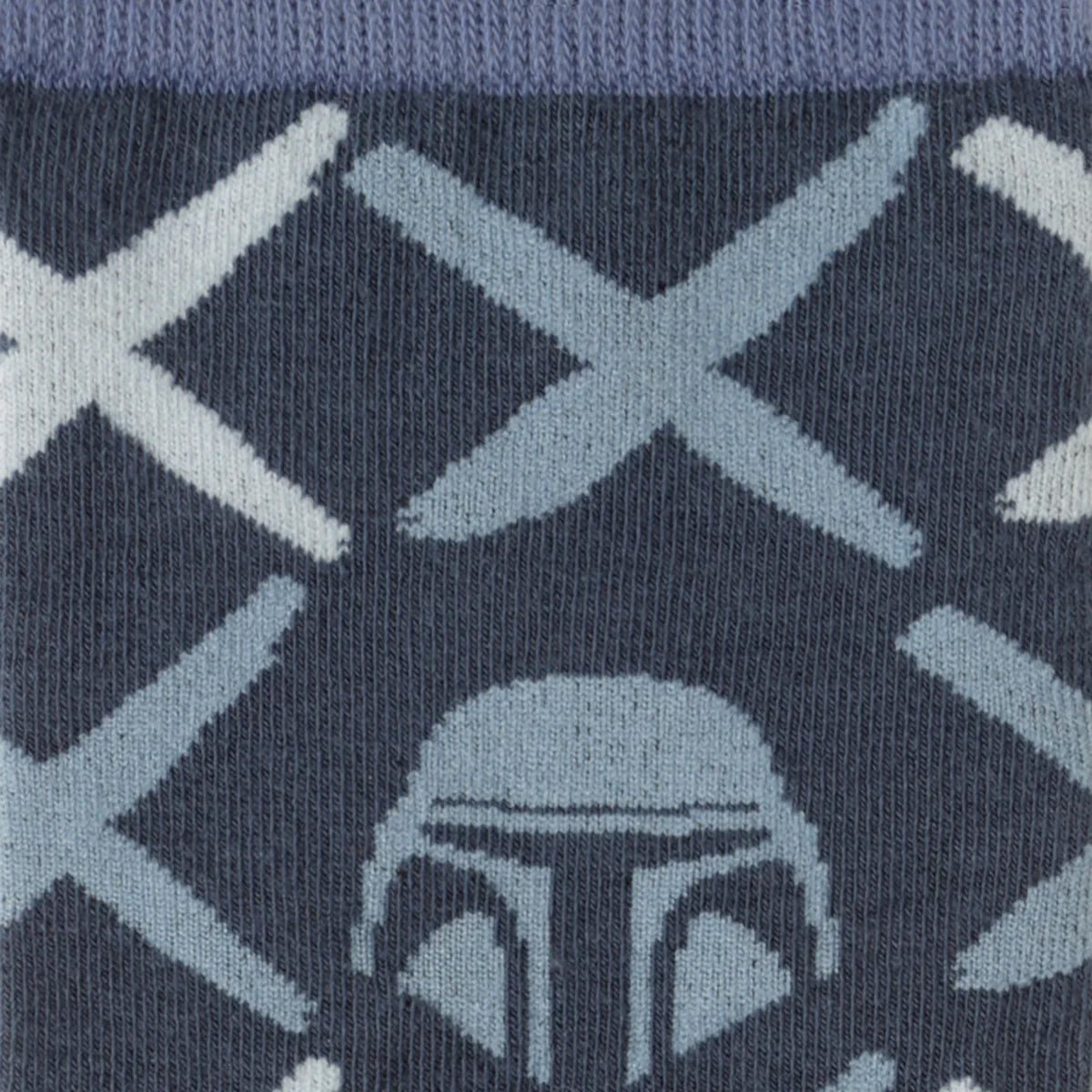 Blue socks with Mandalorian pattern and