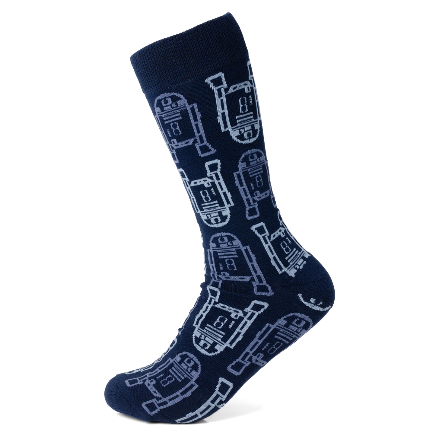 Dark blue sock with R2-D2 pattern