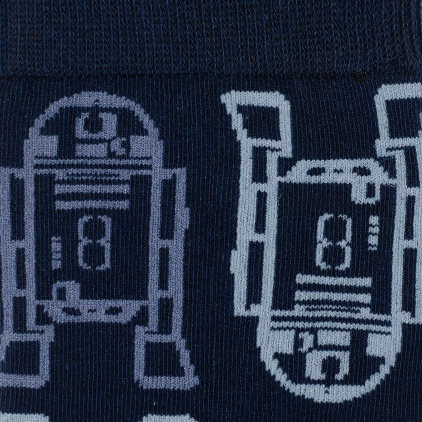 Dark blue sock with R2-D2 pattern