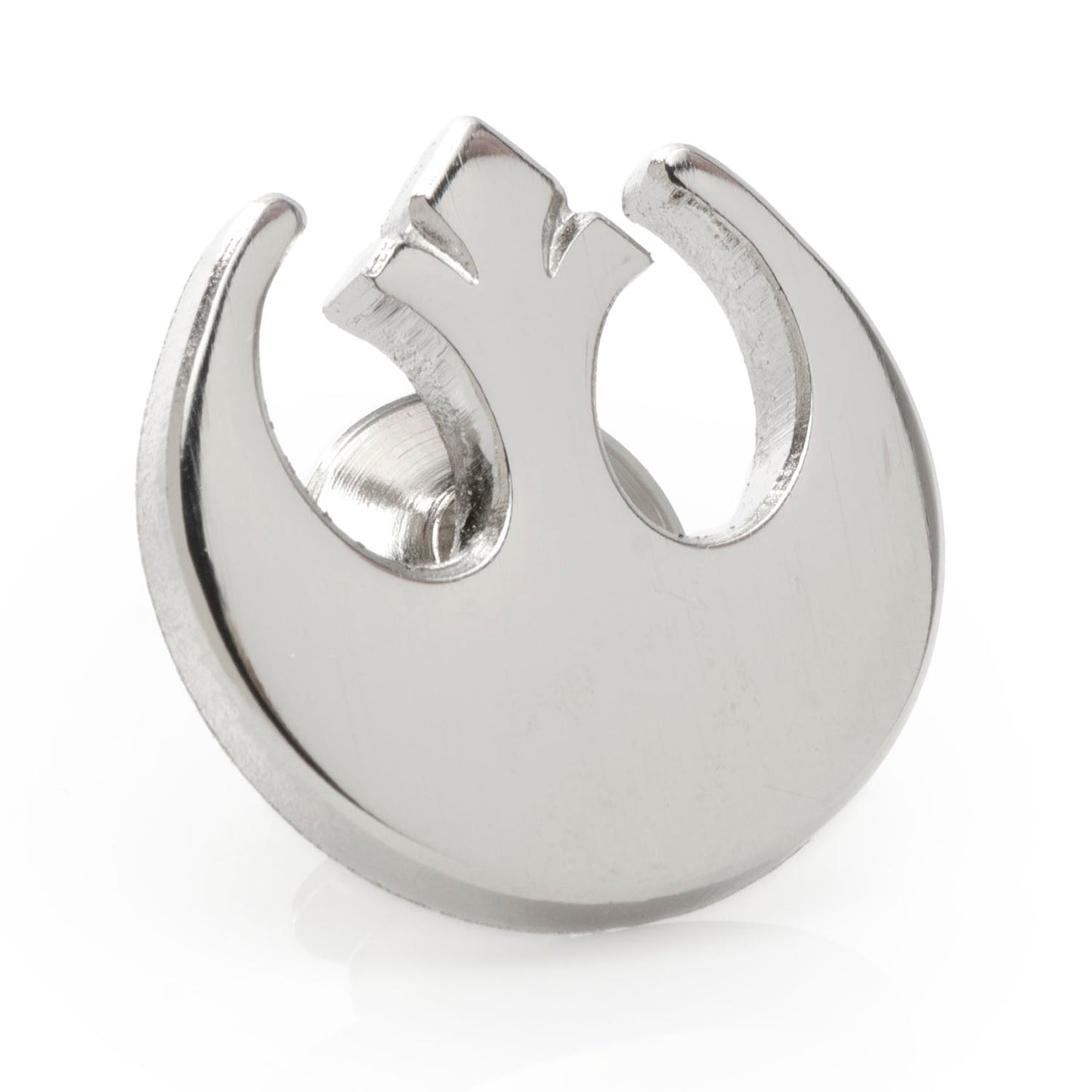 Silver Rebel alliance cufflink on a back background