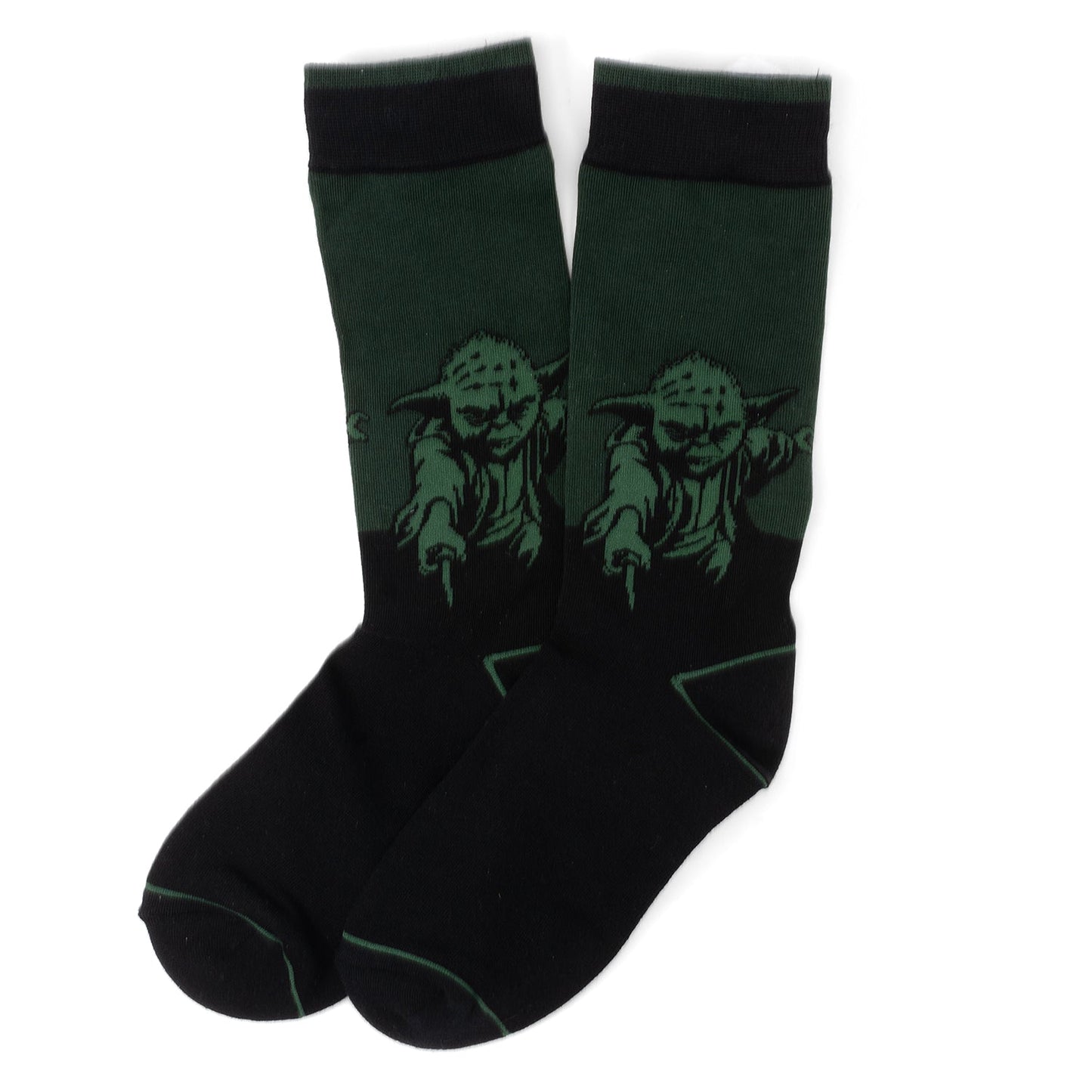 Black socks with Yoda design white background