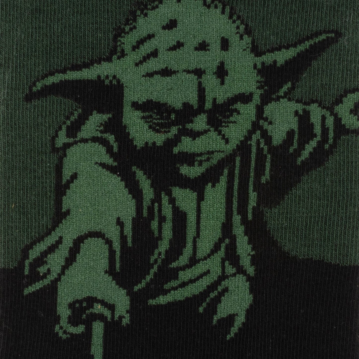 Black sock with Yoda design white background